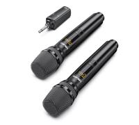 LEKATO 2.4GHz Wireless Microphones,Metal Singing Microphone,Rechargeable Dual Handheld Cordless Mic Up to 30 Hours Runtime,Karaoke Mic Set for Singing,Speech,Church,Party,Home KTV,DJ,Wedding (Black)