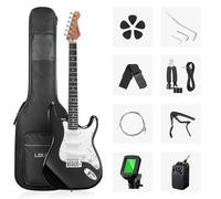 LEKATO 39" Electric Guitar Kit, Full Size Beginner Guitar Pack with SSS Pickups, Roasted Maple Neck, 5W Guitar Amp, Bag, Tuner, Capo, Strap, Picks, String, Cable, Black