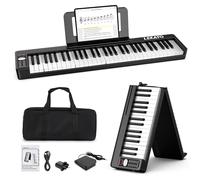 LEKATO 61 Key Folding Piano Keyboard, Semi-Weighted Keys Portable Electric Piano with Music Rest, Travel Bag, Piano Pedal, Bluetooth MIDI Amp for Beginner, Adults, Kids