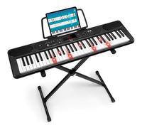 LEKATO 61 Key Keyboard Piano for Beginners, 61 Keys Digital Piano with X Stand, Teaching Modes, Lighted Key and LED Screen, Built-In Speakers, Music Rest, Power Adapter(Black)