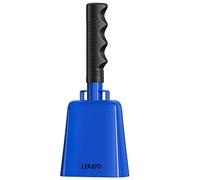 LEKATO 8’’ Steel Cow Bell, Noise Makers Cowbell with Handle for Sport Events Cheering Hand Bell for Football Games,Party, Concert, Graduations, School, Farm Ranch (Blue)