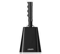 LEKATO Cowbell Noise Makers with Handle, Cow bell for Sporting Events 10 Inch Cheering Steel Cow Bell for Football Games,Party, Concert, Graduation, School, Farm Ranch(Black)