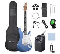 LEKATO Electric Guitar 39 Inch Beginner Electric Guitar Kit Solid Body Guitar SSS for Starter with 5w Plug-in Amp, Bag, Tuner, Capo, Shoulder Strap, Picks, String, String Winder&Cutter - Blue