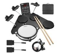 LEKATO Electronic Drum Set, Portable Electric Drum Set with Quiet Mesh Snare Drum Pads, 220+ Sounds, USB MIDI, 2 Switch Pedal, Electric Drum Kit with Sticks, Travel Bag (US)