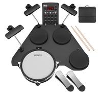 LEKATO Electronic Drum Set with Quiet Mesh Pads, Portable Electric Drum Kit, 220+ Sounds, USB MIDI, 2 Upgraded Big Pedals, Sticks, Travel Bag (Black-Big Pedal)