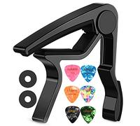 LEKATO Guitar Capo with 6 Guitar Picks for Electric Guitar Acoustic Guitar, Guitar Clip Quick-Change Capo Clamp for Guitars Ukulele Mandolin and Banjo,Pletrums & Strap Locks Included