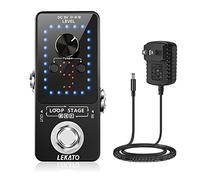 LEKATO Guitar Looper Pedal Effect Pedal with Tuner Function Looper Pedal Loops 9 Loops 40 minutes Record Time with USB Cable and 9V 0.6A Pedal Power Supply Adapter