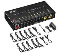 LEKATO Guitar Power Supply, 10 Isolated DC Outputs for 9V/12V/18V, 100mA 300mA 500mA Effect Pedal Power Supply with Short Circuit Protection for Musical Instruments Charging (10 Outputs)