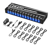 LEKATO Guitar Power Supply, 12 Isolated DC Outputs for 9V/12V/18V, 100mA 300mA 500mA Effect Pedal Power Supply with Short Circuit Protection for Musical Instruments Charging (12 Outputs)