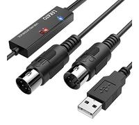 LEKATO MIDI Cable, USB MIDI Adapter With Indicator Light 5 Pin MIDI Interface 6.5Ft MIDI In-Out Converter Keyboard to PC/Mac/Laptop for Music Editing&Recording Track work with Windows/Mac