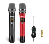 LEKATO Rechargeable Wireless Microphone,UHF Professional Microphone Wireless Microphones with Receiver Dynamic Microphone System Set Metal Dual Mic for Karaoke Singing, Speech, Wedding, Speker