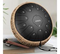 LEKATO Steel Tongue Drum 13 Inch 15 Notes, Steel Alloy Drum C Key Beginner Zen Percussion for Meditation Yoga Musical Education, Best Gift for Adult Beginner, Malachite
