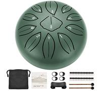 LEKATO Steel Tongue Drum 6 Inch 11 Note, C-Major Handpan Rain Drum for Outside Garden Sound Healing, Steel Alloy Ethereal BalmyDrum with Storage Bag, Percussion Instrument for Beginner, Stone Green