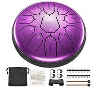 LEKATO Steel Tongue Drum 6 Inch 11 Note, D Key Handpan Rain Drum for Outside Garden Sound Healing, Steel Alloy Ethereal BalmyDrum with Storage Bag, Percussion Instrument for Beginner, Purple Pearl