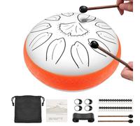 LEKATO Steel Tongue Drum, 6 Inch 11 Notes in C Key, Stainless Alloy Ethereal Drum with Song Book, Carry Bag, Drumsticks, Mini Handpan Percussion for Meditation, Mind Healing, Gift(White)