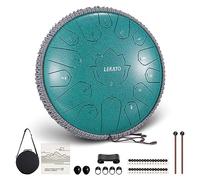 LEKATO Tongue Drum for Sound Healing, 13" 15 Notes C Major(Malachite Green)