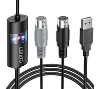 LEKATO USB MIDI Interface MIDI Cable Adapter with Input & Output Connecting with Keyboard/Synthesizer for Editing & Recording Professional MIDI Adapter Cord with Windows/Mac for Studio -6.5Ft (USB-2)