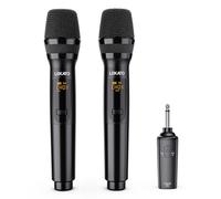LEKATO Wireless Microphones, Professional Dual Microphones for Karaoke, Wedding, Metal Rechargeable Wireless Dynamic Microphone System Set with Receiver, 1/4” Output,Plug and Play Cordless Mics