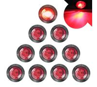 LeKaufen 10PCS 3/4" Car Round LED Side Lights 1.9CM 12V/24V Front Rear Side Marker Indicator Light Universal Bullet Clearance LED trailer lights Waterproof for Truck Trailer Caravan Boat (Red)