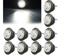 LeKaufen 10PCS 3/4" Car Round LED Side Lights 1.9CM 12V/24V Front Rear Side Marker Indicator Light Universal Bullet Clearance LED trailer lights Waterproof for Truck Trailer Caravan Boat (White)