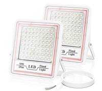 LeKaufen 2pcs LED Floodlight Outdoor 50W, Security Light Flood Light 5000 Lumen 6000K Cold White Outdoor Wall Lights Spotlight, IP66 Waterproof 180° Adjustable for Garden Garage Backyard Garage Patio