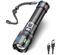 LeKaufen LED Torch Rechargeable, Powerful Torches 10000 Lumens with LCD Display, 5 Lighting Modes Flashlight Battery Powered, Waterproof Pocket Torch Dog Torchlight for Night Walking Outdoor