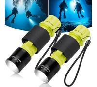 LeKaufen Scuba Diving Torch 2 Pack, IPX8 Waterproof Small Dive Torch | 1200 Lumen Scuba Dive Light with Wristband, Flashlight with 3 Modes for 80m Underwater Snorkeling, Scuba Diving