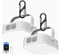 LeKaufen Solar Camping Lantern 2Pcs, Rechargeable Tent Light with Hook