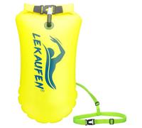 LeKaufen Swim Buoy for Open Water, 20L Swim Safety Float Waterproof Dry Bag for Swimmers Triathletes Kayakers Snorkelers, Swimming Pull Buoy for Safer Swim Training (Light Yellow)