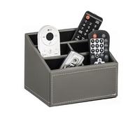 LEKE GO Factory Grey Leather Remote Control Holder with 5 Pockets (Grey)
