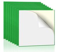 Lekebaby 8 Pack Peel and Stick Base Plates, 10"x10" Classic Self-Adhesive Building Boards - Compatible with Major Brands, Sturdy Stacking Play Table Top, Green