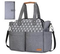 Lekebaby Baby Nappy Changing Bag Satchel Messenger Large Capacity, Arrow Print, Grey