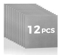 Lekebaby Classic Baseplates Building Base Plates for Building Bricks,10" x 10" Baseplates 100% Compatible with Major Brands,Pack of 12,Grey