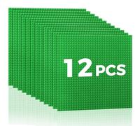 Lekebaby Classic Baseplates Building Base Plates for Building Bricks,10" x 10" Baseplates 100% Compatible with Major Brands,Pack of 12,Green
