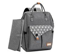 Lekebaby Nappy Changing Bag Backpack with Changing Mat, Arrow Print, Grey