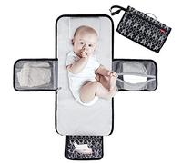 Lekebaby Portable Nappy Changing Mat Baby Travel Change Mat with Wipe-Pocket and Head Cushion, Black