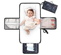 Lekebaby Portable Nappy Changing Mat Travel Baby Change Mat with Wipe-Pocket and Head Cushion, Galactic