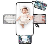 Lekebaby Portable Nappy Changing Mat Travel Baby Change Mat with Wipe-Pocket and Head Cushion, Jungle