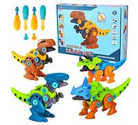 Lekebaby Take Apart Dinosaur, 4-Pack DIY Dinosaur Toys with Drills,Dinosaur Gifts for Boys Girls 3 4 5 Years Old and Up