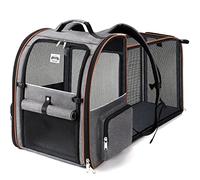 Lekebobor Large Cat Backpack Carrier Expandable Pet Carrier Backpack for Small Dogs Medium Cats Fit Up to 18 Lbs, Dog Backpack Carrier, Foldable Puppy Backpack Carrier for Travel, Hiking,Grey