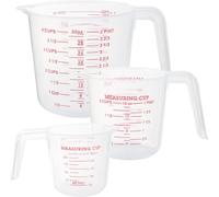 Lekeeu Plastic Measuring Jugs 3PCS, Kitchen Baking Jugs Set, Measuring Cups Set 250ML/500ML/1000ML Clear Measuring Cup with Handle Plastic for Cooking Baking, Stackable Multi-Purpose Flour