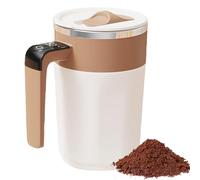 LEKEFETO 400 ml Self-Stirring Cup: Magnetic, Milk Frother, Temperature Display, Electric Mixing Cup, Magnetic Stirring Cup, for Home, Office, Gym, Brown