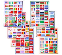 LEKEFETO 7 Sheets Country Flag Stickers: 224 Country Flags Set, Face Stickers, UV Resistant, Waterproof, Worldwide European Country Flags Car Sticker, for Model Making, Suitcase, Decoration
