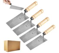 LEKEFETO Cleaning Trowel Set, 4 Pieces Masonry Trowel with Wooden Handle, Trapezoidal Plaster Spatula, Stainless Steel Plastering Spatula, Plastering Trowels, Masonry Tool (5 x 6 cm / 5.5 x 7.5 cm / 6