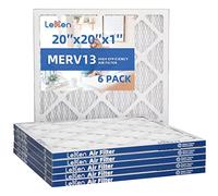 LEKEN 20′′x20′′x1′′ MERV 13 AC Furnace Air Filter 6 Pack - Electrostatic Pleated Air Conditioner HVAC AC Furnace Filters Applicable to families with pets（Actual size：19.5′′x19.5′′x0.75′′）