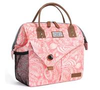 Lekesky 10L Insulated Lunch Bag for Women for Work Lunch Tote, Pink Leave
