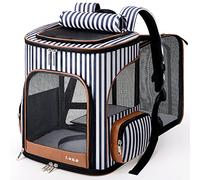 Lekesky Expandable Cat Backpack Dog Backpack Cat Backpack Large for Small Cats and Dogs Foldable Cat Transport Backpack Striped XL