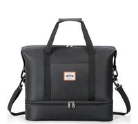 Lekesky Underseat Cabin Bag for Ryanair 40x20x25cm - Foldable Travel Duffel with Shoe Bag & Wet Pocket, for Weekend, Overnight, Gym, Sports or Hospital(Black)