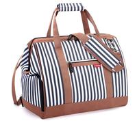 Lekesky Women's Travel Bag, Weekender Women's with Shoe Compartment, Large Opening Design, 33L 43L Hospital Bag Birth for Travel, Airline, Work, Beach or Leisure, blue striped, (33L) EU