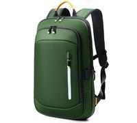 Lekespring Laptop Backpack for Men, 15.6 Inch Slim Business Travel Rucksack | with USB Charging Port, Expandable Water-resistant Lightweight Computer Bag, Green